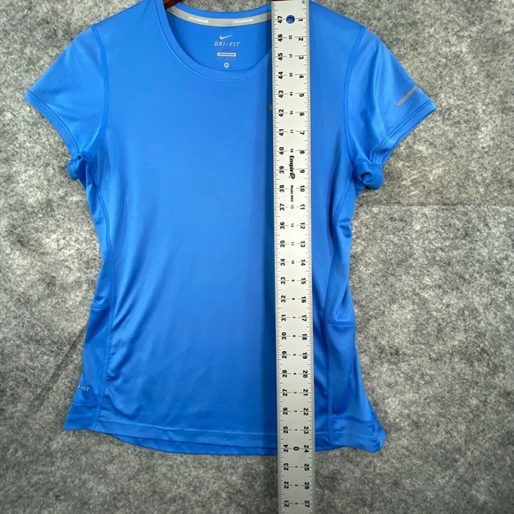 Nike Miler Womens Shirt Medium Activewear Dri Fit Blue Lightweight Short Sleeve - Picture 3 of 10